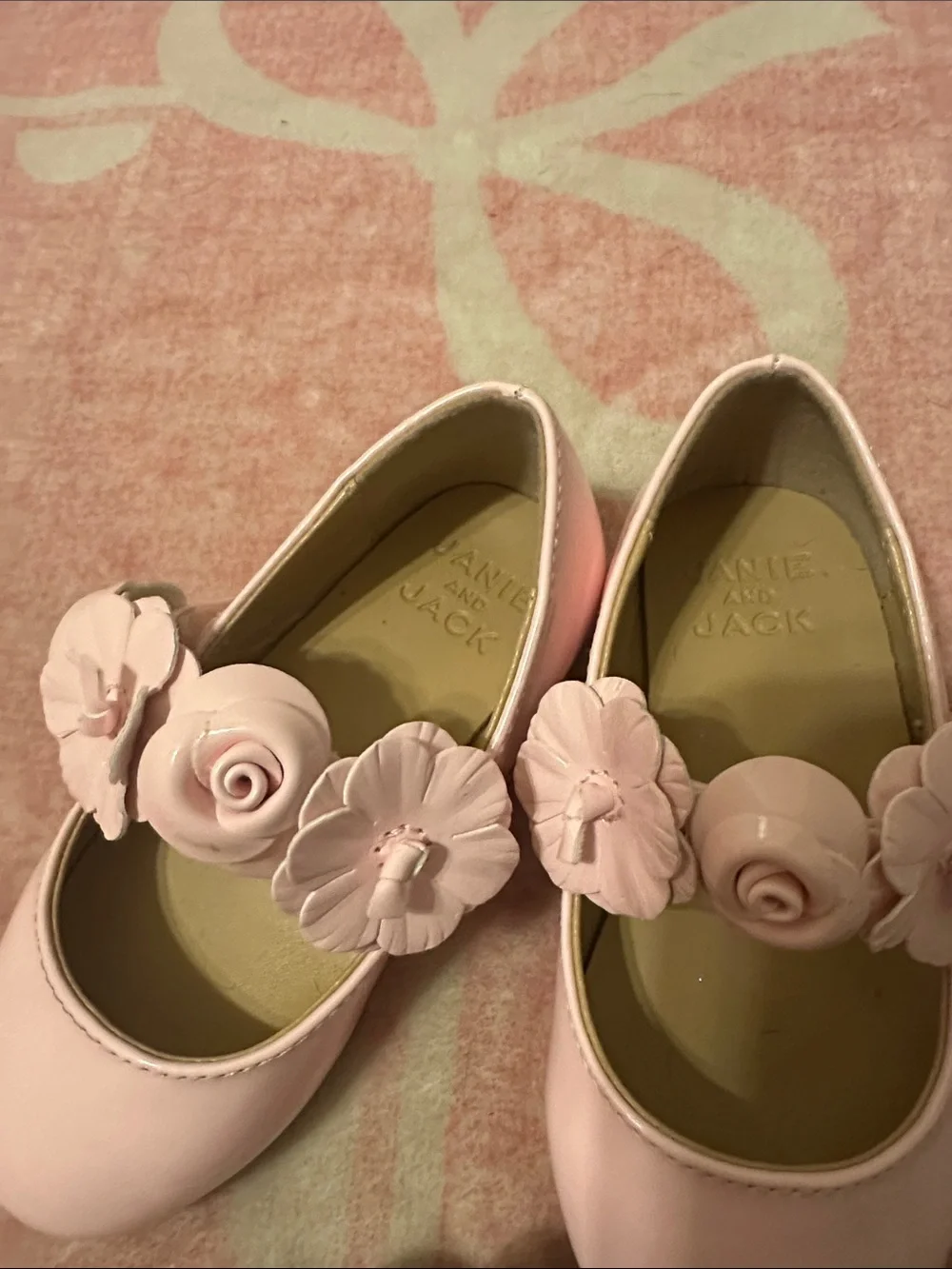 Janie and Jack Pale Pink Floral Strap Mary Jane Shoes